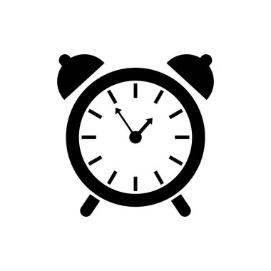 Siyah Çalar saat simgesi beyaz arka planda yalıtılmış. Uyan, konsepti kaldır. Zaman işareti. Vektör İllüstrasyonu