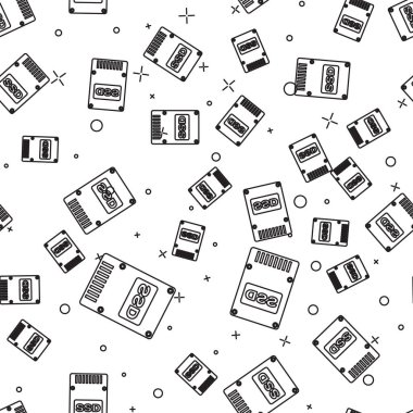 Siyah Ssd kart simgesi beyaz arka plan üzerinde sorunsuz desen izole. Katı hal sürücü işareti. Depolama diski simgesi. Vektör İllüstrasyonu