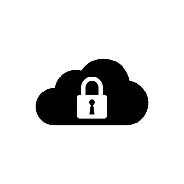 Black Cloud bilgi işlem kilidi simgesi yalıtılmış. Güvenlik, güvenlik, koruma konsepti. Vektör İllüstrasyonu
