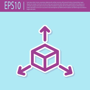 Retro mor İzometrik küp simgesi turkuaz arka plan üzerinde izole. Geometrik küpler katı simgesi. 3d kare işareti. Kutu sembolü. Düz tasarım. Vektör İllüstrasyonu