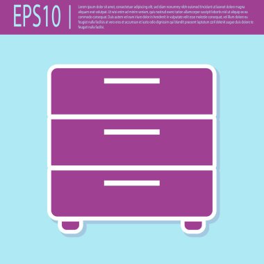 Retro mor Mobilya komidiklik simgesi turkuaz arka plan üzerinde izole. Düz tasarım. Vektör İllüstrasyonu