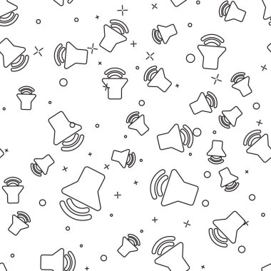 Siyah Hoparlör ses simgesi - ses ses sembolü, medya müzik simgesi beyaz arka plan üzerinde kesintisiz desen izole. Vektör İllüstrasyonu