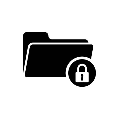 Siyah Klasör ve kilit simgesi yalıtılmış. Kapalı klasör ve asma kilit. Güvenlik, güvenlik, koruma konsepti. Vektör İllüstrasyonu