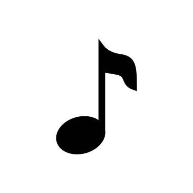 Siyah Müzik notu, beyaz arka planda yalıtılmış ton simgesi. Vektör İllüstrasyonu