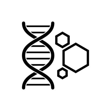 Siyah Genetik mühendislik simgesi izole. DNA analizi, genetik testi, klonlama, babalık testi. Vektör İllüstrasyonu