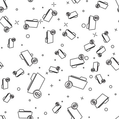 Siyah Dizin ve kilit simgesi beyaz arkaplanda izole edilmiş kusursuz desen. Kapalı dosya ve asma kilit. Güvenlik, güvenlik, koruma kavramı. Vektör İllüstrasyonu