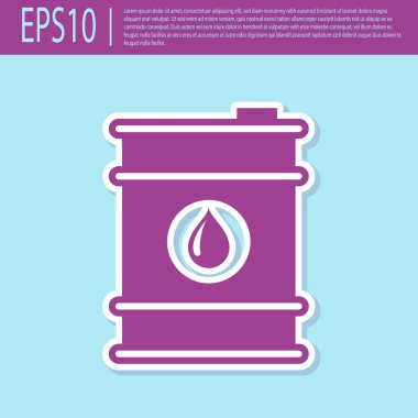 Retro mor Namlu yağ simgesi turkuaz arka plan izole. Düz tasarım. Vektör İllüstrasyonu