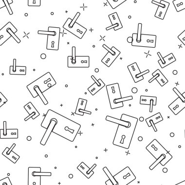 Siyah Kapı kulplu simge beyaz arka planda izole edilmiş pürüzsüz desen. Kapı kilidi işareti. Vektör İllüstrasyonu