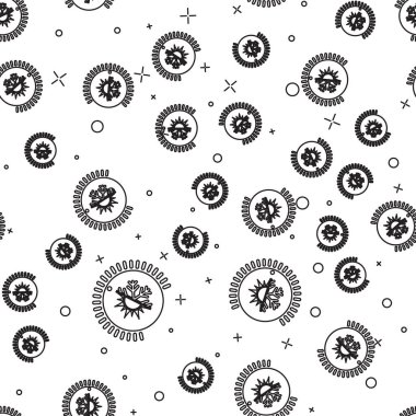 Siyah Termostat çizgi simgesi beyaz arka plan üzerinde sorunsuz desen izole. Sıcaklık kontrolü. Vektör İllüstrasyonu