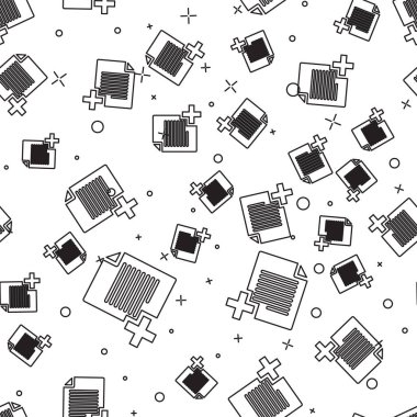 Siyah Beyaz arka planda izole edilmiş yeni dosya simgesi ekleyin. Belge simgesini kopyalayın. Vektör İllüstrasyonu