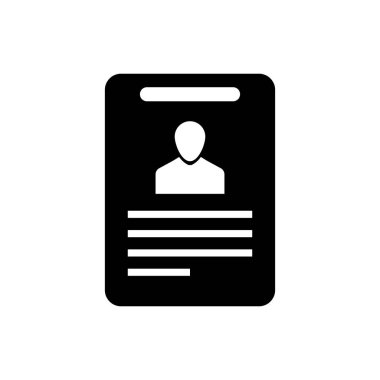 Beyaz arka planda yalıtılmış siyah kimlik rozeti simgesi. Kimlik kartı. Bu sunum için kullanılabilir, şirketin kimliği, reklam ve vb. Vektör İllüstrasyonu