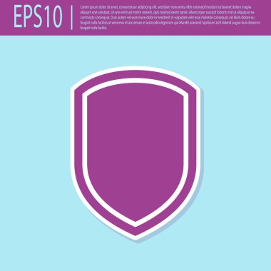 Retro mor Shield simgesi turkuaz arka plan üzerinde izole. Koruma işareti. Düz tasarım. Vektör İllüstrasyonu