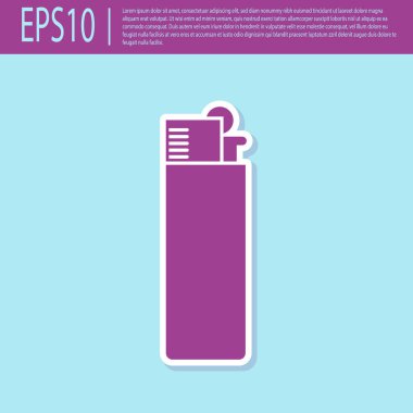 Retro mor Çakmak simgesi turkuaz arka plan üzerinde izole. Düz tasarım. Vektör İllüstrasyonu