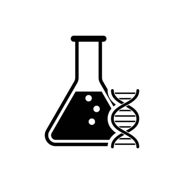 Siyah DNA araştırması, arama simgesi izole edilmiş. Genetik mühendisliği, genetik testi, klonlama, babalık testi. Vektör İllüstrasyonu