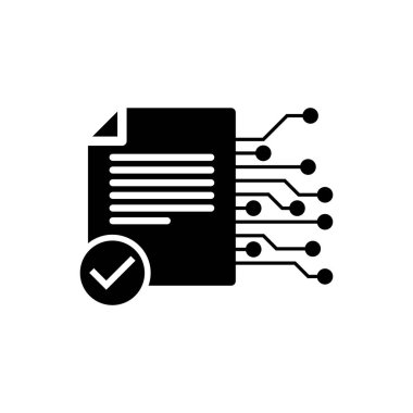 Black Smart sözleşme simgesi yalıtılmış. Blockchain teknolojisi, kripto para madenciliği, bitcoin, altcoins, dijital para piyasası. Vektör İllüstrasyonu