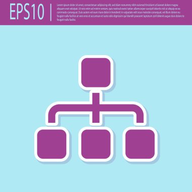 Retro mor İş hiyerarşisi organogram grafik infographics simgesi turkuaz arka plan üzerinde izole. Kurumsal organizasyon yapısı grafik elemanları. Düz tasarım. Vektör İllüstrasyonu