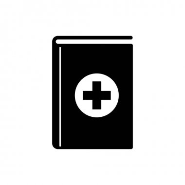 Siyah Tıp kitap simgesi beyaz arka plan üzerinde izole. Vektör İllüstrasyonu