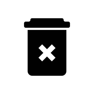 Siyah Çöp Kutusu beyaz arka planda yalıtılmış simge olabilir. Simgeyi sil. Çöp kutusu tabelası. Sepet simgesini geri dönüştürün. Office çöp simgesi. Vektör İllüstrasyonu