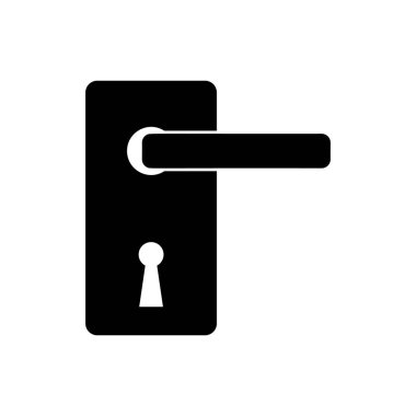 Siyah Kapı kolu simgesi izole. Kapı kilidi tabelası. Vektör İllüstrasyonu