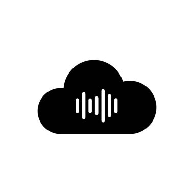 Black Music akış hizmeti simgesi yalıtılmış. Ses bulut bilgi işlem, online medya akışı, online şarkı, ses dalgası. Vektör İllüstrasyonu