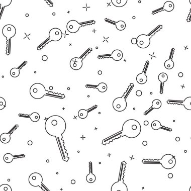 Siyah Anahtar simgesi beyaz arkaplanda izole edilmiş kusursuz desen. Vektör İllüstrasyonu