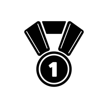 Siyah Madalya simgesi beyaz arka planda izole. Kazanan sembolü. Vektör İllüstrasyonu