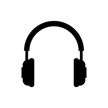Beyaz arka planda yalıtılmış Siyah Kulaklık simgesi. Kulaklık işareti. Müzik, servis, iletişim ve operatör dinleme için kavram nesnesi. Vektör İllüstrasyonu