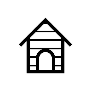 Black Dog ev simgesi izole. Köpek kulübesi. Vektör İllüstrasyonu