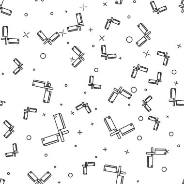 Siyah Crossed et doğrama simgesi beyaz arka plan üzerinde dikişsiz desen izole. Et için mutfak bıçağı. Kasap bıçağı. Vektör İllüstrasyonu