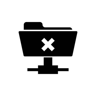 Siyah Ftp beyaz arka plan üzerindeki işlem simgesini iptal eder. Yazılım güncelleştirme, transfer protokolü, yönlendirici, takım çalışması araç yönetimi, kopyalama süreci kavramı. Vektör İllüstrasyonu