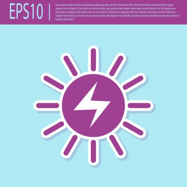 Retro mor Güneş enerji paneli simgesi turkuaz arka plan izole. Vektör İllüstrasyonu