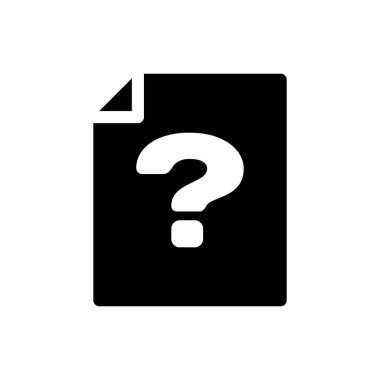 Siyah Bilinmeyen belge simgesi beyaz arka planda yalıtılmış. Soru işareti içeren dosya. Raporu, hizmeti ve genel arama işaretini tutun. Vektör İllüstrasyonu