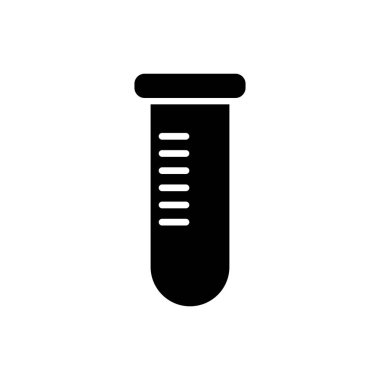 Siyah Test tüpü veya şişe - kimyasal laboratuvar test simgesi izole. Laboratuvar, bilimsel cam işareti. Vektör İllüstrasyonu