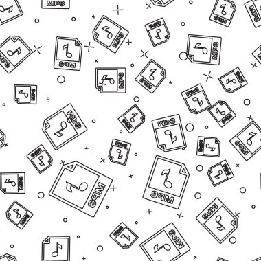 Siyah Mp3 dosya belge simgesi. Beyaz arka plan üzerinde izole mp3 düğme simgesi indirin. Mp3 müzik formatı işareti. Mp3 dosya sembolü. Vektör İllüstrasyonu