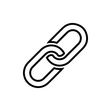 Siyah Zincir bağlantı simgesi beyaz arka planda yalıtılmış. Bağlantı tek. Vektör İllüstrasyonu