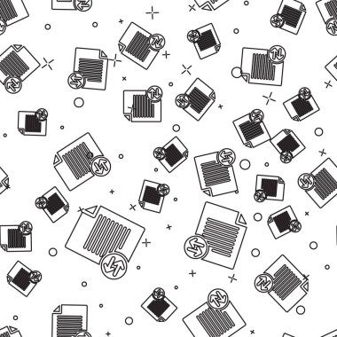 Siyah Aktarım dosyaları simgesi beyaz arka planda sorunsuz desen yalıtılmış. Dosyaları kopyalayın, veri alışverişi, yedekleme, Bilgisayar geçişi, dosya paylaşımı kavramları. Vektör İllüstrasyonu