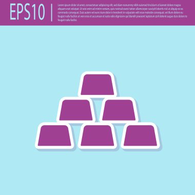 Retro mor Altın çubuklar simgesi turkuaz arka plan üzerinde izole. Bankacılık iş kavramı. Düz tasarım. Vektör İllüstrasyonu