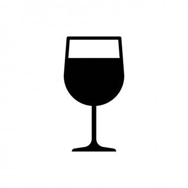 Siyah Şarap cam simgesi beyaz arka plan üzerinde izole. Şarap kadehi simgesi. Kadeh sembolü. Cam eşya işareti. Vektör İllüstrasyonu