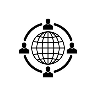 Siyah Dış Kaynak kavramı simgesi beyaz arka plan üzerinde izole. İşbirliği işareti. Takım çalışması ve yatırım fikri. Vektör İllüstrasyonu