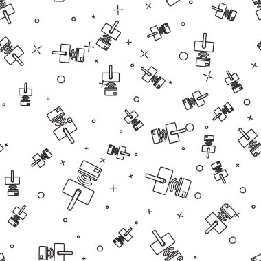 Beyaz arka plan üzerinde izole edilmiş simge kilidini açmak için kablosuz teknolojiye sahip Siyah Dijital kapı kilidi. Kapı kolu işareti. Kavramın güvenlik akıllı ev. Vektör İllüstrasyonu