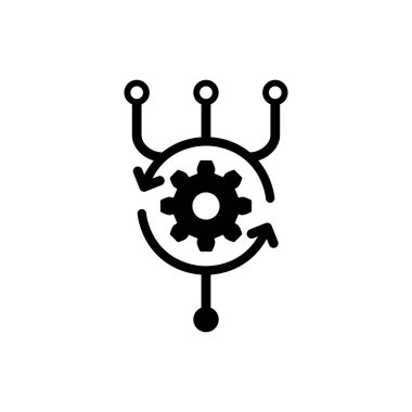 Beyaz arka planda yalıtılmış Siyah Algoritma simgesi. Yapay Zeka koleksiyonundan algoritma sembolü tasarımı. Vektör İllüstrasyonu