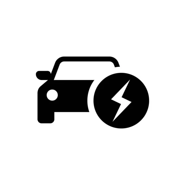 Schwarzes Ladesymbol für Elektroautos und Elektrokabel isoliert auf weißem Hintergrund. Erneuerbare Ökotechnologien. Vektorillustration — Stockvektor