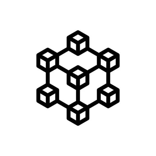 Schwarze Blockchain-Technologie Ikone isoliert. Kryptowährungsdaten. abstrakte geometrische Blockchain-Netzwerktechnologie. Vektorillustration — Stockvektor
