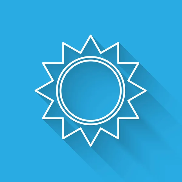 White Sun line icon isolated with long shadow. Vector Illustration — Stock Vector
