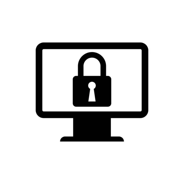 Black Lock on computer monitor screen icon isolated. Monitor and padlock. Security, safety, protection concept. Safe internetwork. Vector Illustration — Stock Vector