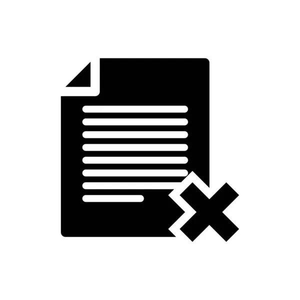 Nero Elimina l'icona del documento del file isolato su sfondo bianco. Icona del documento respinto. Croce su carta. Illustrazione vettoriale — Vettoriale Stock