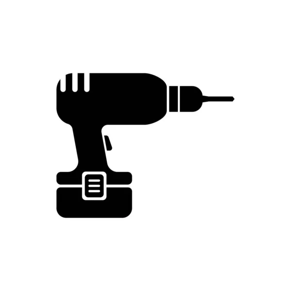 Svart borr maskin ikon isolerad på vit bakgrund. Vektor illustration — Stock vektor