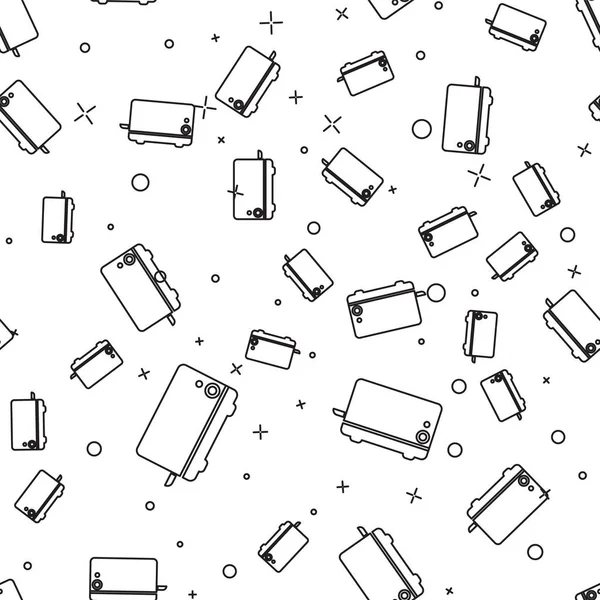 Siyah Tost Makinesi simgesi beyaz arka plan üzerinde izole dikişsiz desen. Vektör İllüstrasyonu