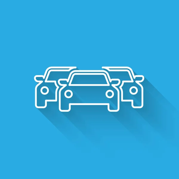 Witte Auto's pictogram geïsoleerd met lange schaduw. Vector illustratie — Stockvector