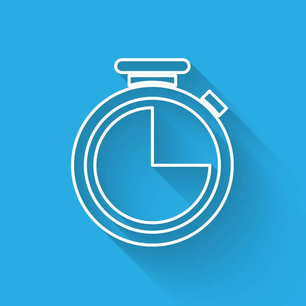 Witte stopwatch icoon geïsoleerd met lange schaduw. Tijd timer teken. Vector illustratie — Stockvector
